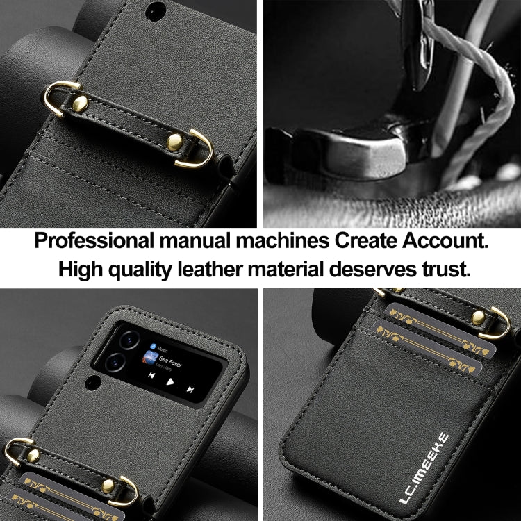 Custodia per telefono in PU con trama fine e satinata LC.IMEEKE L1 Series con cordino, For Samsung Galaxy Z Flip3 5G