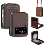 Custodia per telefono in PU con trama fine e satinata LC.IMEEKE L1 Series con cordino, For Samsung Galaxy Z Flip3 5G