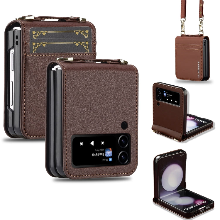 Custodia per telefono in PU con trama fine e satinata LC.IMEEKE L1 Series con cordino, For Samsung Galaxy Z Flip3 5G