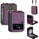 Custodia per telefono in PU con trama fine e satinata LC.IMEEKE L1 Series con cordino, For Samsung Galaxy Z Flip3 5G