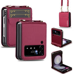 Custodia per telefono in PU con trama fine e satinata LC.IMEEKE L1 Series con cordino, For Samsung Galaxy Z Flip3 5G