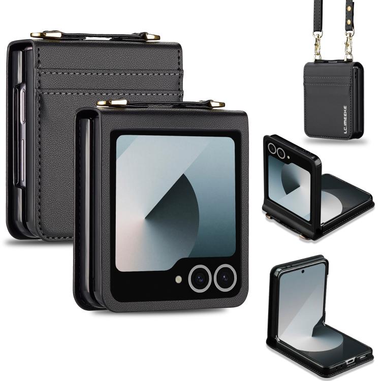 Custodia per telefono in PU con trama fine e satinata LC.IMEEKE L1 Series con cordino, For Galaxy Z Flip8 5G, For Samsung Galaxy Z Flip7 5G, For Samsung Galaxy Z Flip6, For Samsung Galaxy Z Flip5