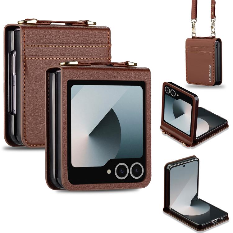 Custodia per telefono in PU con trama fine e satinata LC.IMEEKE L1 Series con cordino, For Galaxy Z Flip8 5G, For Samsung Galaxy Z Flip7 5G, For Samsung Galaxy Z Flip6, For Samsung Galaxy Z Flip5