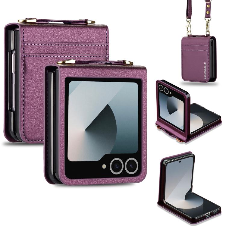 Custodia per telefono in PU con trama fine e satinata LC.IMEEKE L1 Series con cordino, For Galaxy Z Flip8 5G, For Samsung Galaxy Z Flip7 5G, For Samsung Galaxy Z Flip6, For Samsung Galaxy Z Flip5
