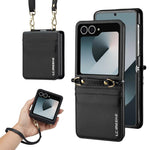 Custodia per telefono in PU con trama fine e satinata LC.IMEEKE L1 Series con cordino, For Galaxy Z Flip8 5G, For Samsung Galaxy Z Flip7 5G, For Samsung Galaxy Z Flip6, For Samsung Galaxy Z Flip5