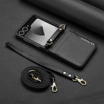 Custodia per telefono in PU con trama fine e satinata LC.IMEEKE L1 Series con cordino, For Galaxy Z Flip8 5G, For Samsung Galaxy Z Flip7 5G, For Samsung Galaxy Z Flip6, For Samsung Galaxy Z Flip5