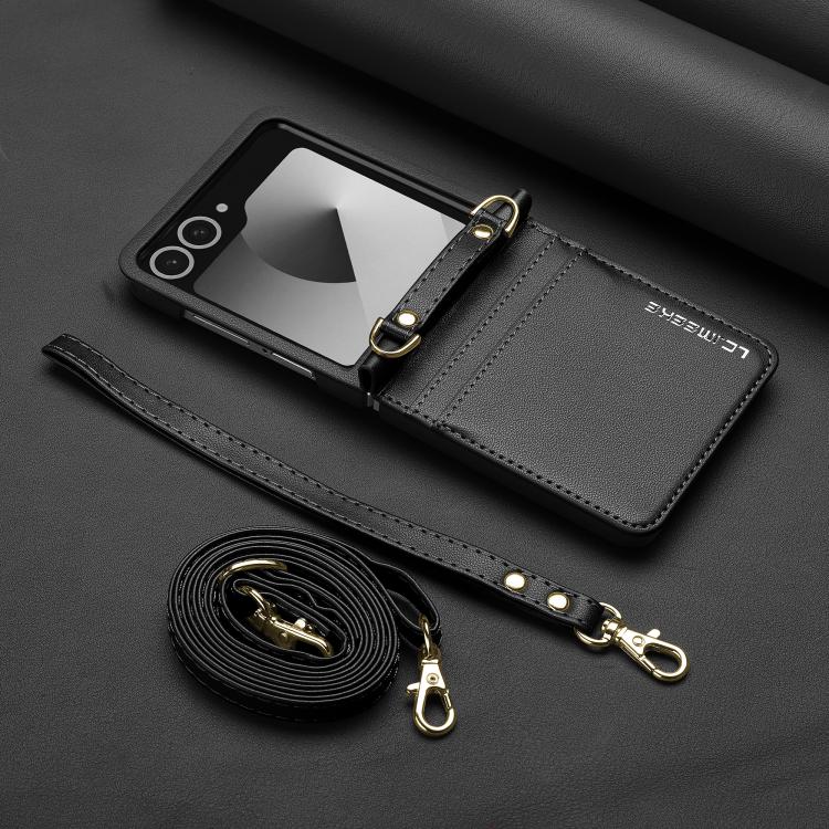 Custodia per telefono in PU con trama fine e satinata LC.IMEEKE L1 Series con cordino, For Galaxy Z Flip8 5G, For Samsung Galaxy Z Flip7 5G, For Samsung Galaxy Z Flip6, For Samsung Galaxy Z Flip5