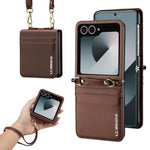 Custodia per telefono in PU con trama fine e satinata LC.IMEEKE L1 Series con cordino, For Galaxy Z Flip8 5G, For Samsung Galaxy Z Flip7 5G, For Samsung Galaxy Z Flip6, For Samsung Galaxy Z Flip5