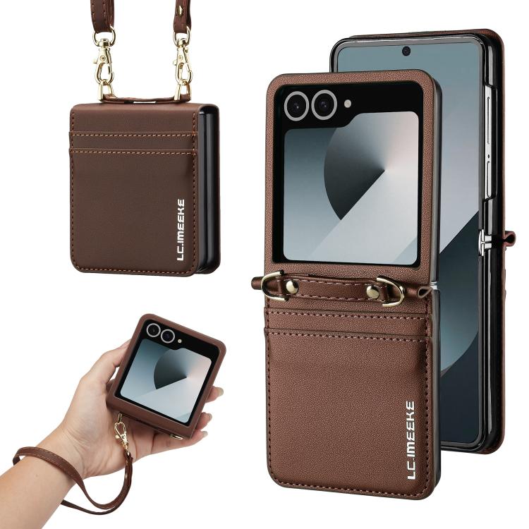 Custodia per telefono in PU con trama fine e satinata LC.IMEEKE L1 Series con cordino, For Galaxy Z Flip8 5G, For Samsung Galaxy Z Flip7 5G, For Samsung Galaxy Z Flip6, For Samsung Galaxy Z Flip5