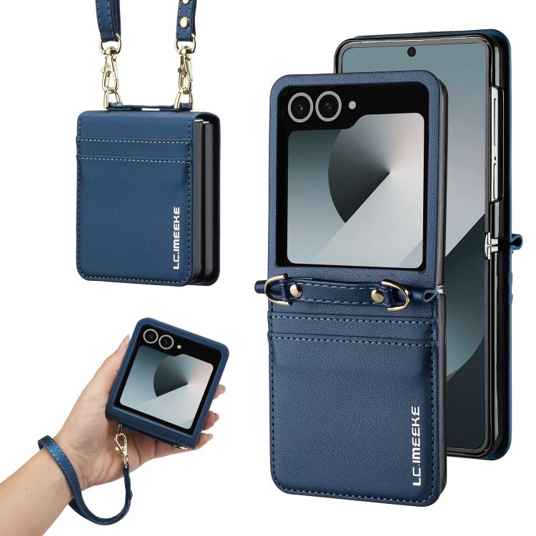 Custodia per telefono in PU con trama fine e satinata LC.IMEEKE L1 Series con cordino, For Galaxy Z Flip8 5G, For Samsung Galaxy Z Flip7 5G, For Samsung Galaxy Z Flip6, For Samsung Galaxy Z Flip5
