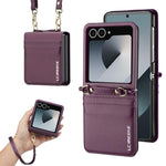 Custodia per telefono in PU con trama fine e satinata LC.IMEEKE L1 Series con cordino, For Galaxy Z Flip8 5G, For Samsung Galaxy Z Flip7 5G, For Samsung Galaxy Z Flip6, For Samsung Galaxy Z Flip5