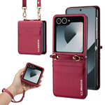 Custodia per telefono in PU con trama fine e satinata LC.IMEEKE L1 Series con cordino, For Galaxy Z Flip8 5G, For Samsung Galaxy Z Flip7 5G, For Samsung Galaxy Z Flip6, For Samsung Galaxy Z Flip5