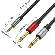 Cavo audio adattatore splitter Y mono TS da 3,5 mm TRS stereo placcato oro a doppio 6,35 mm, 0.3m, 1m, 2m, 3m, 5m