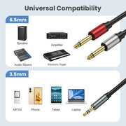 Cavo audio adattatore splitter Y mono TS da 3,5 mm TRS stereo placcato oro a doppio 6,35 mm, 0.3m, 1m, 2m, 3m, 5m