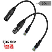 Cavo di estensione di rete per la serie di controller DMX-CON, lunghezza: 30 cm, XLR 3 Pin Male to RJ45 Male, XLR 3 Pin Female to RJ45 Male