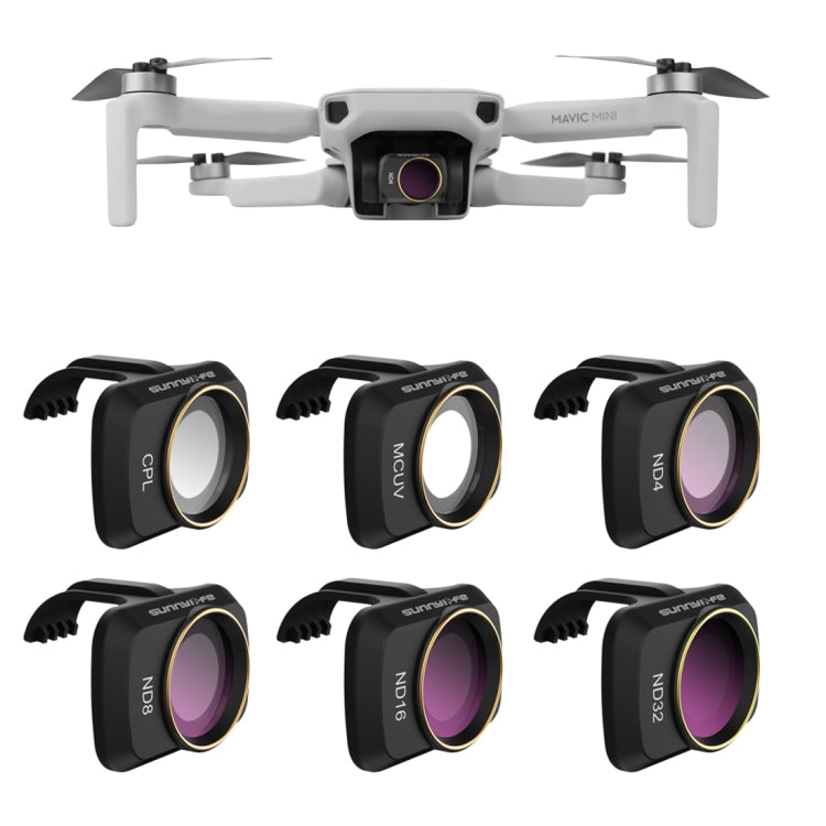 Sunnylife MM-FI9258 Per DJI Mavic mini 6 in 1 Drone MCUV+CPL+ND4+ND8+ND16+ND32 Filtro obiettivo, MCUV+CPL+ND4+ND8+ND16+ND32