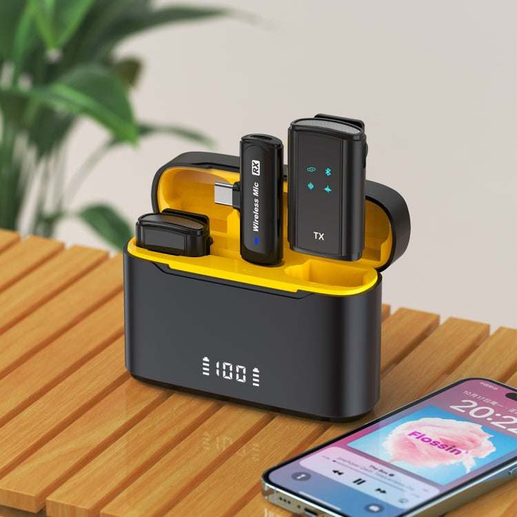 Microfono wireless J28 2 in 1 Lavalier Smart Noise Reduction con vano di ricarica, Type-C, 8 Pin