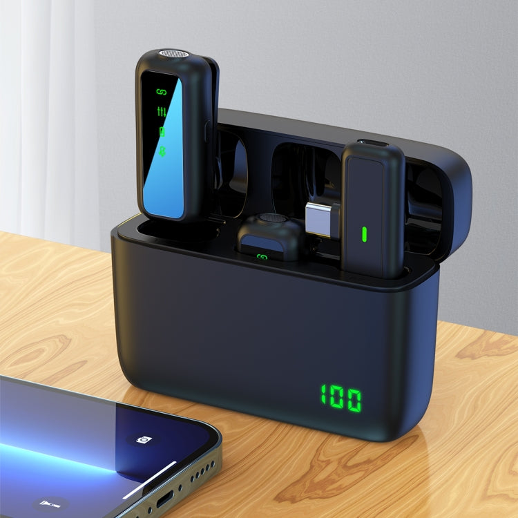 Microfono wireless Lavalier SX6 2 in 1 con display digitale e scatola di ricarica, Type-C, 8 Pin