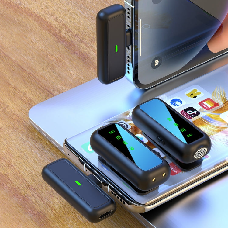Microfono wireless Lavalier SX6 2 in 1 con display digitale e scatola di ricarica, Type-C, 8 Pin