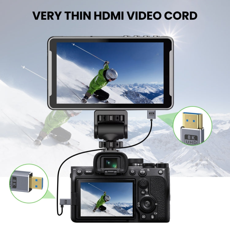 Cavo di collegamento video coassiale Micro HDMI a HDMI 8K UHD 48 Gbps da 60 cm, 60cm Right Elbow, 60cm Straight Head, 60cm Left Elbow