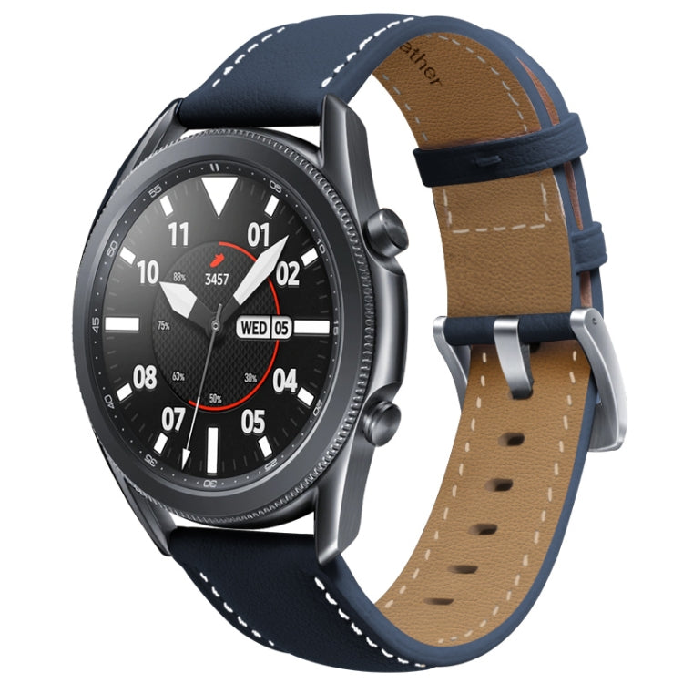 Cinturino di ricambio per cinturino con fibbia argento in vera pelle, For Samsung Galaxy Watch3 45mm, For Samsung Galaxy Watch3 41mm