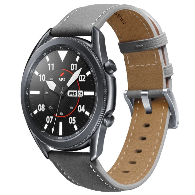 Cinturino di ricambio per cinturino con fibbia argento in vera pelle, For Samsung Galaxy Watch3 45mm, For Samsung Galaxy Watch3 41mm