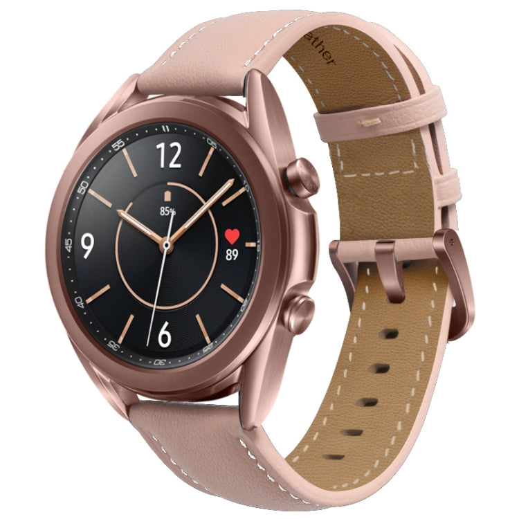 Cinturino di ricambio per cinturino con fibbia argento in vera pelle, For Samsung Galaxy Watch3 45mm, For Samsung Galaxy Watch3 41mm