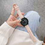 Cinturino di ricambio per cinturino con fibbia argento in vera pelle, For Samsung Galaxy Watch3 45mm, For Samsung Galaxy Watch3 41mm