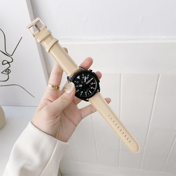 Cinturino di ricambio per cinturino con fibbia argento in vera pelle, For Samsung Galaxy Watch3 45mm, For Samsung Galaxy Watch3 41mm