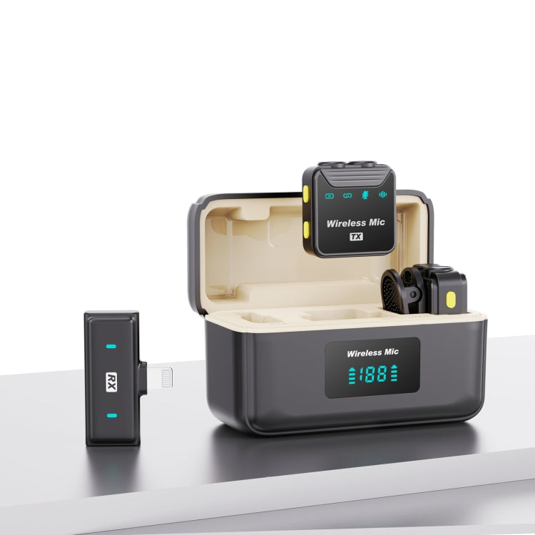 Microfono wireless Lavalier SX23 2 in 1 con scatola di ricarica digitale, Type-C, 8 Pin