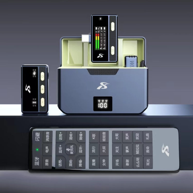 Microfono wireless Lavalier SX66 2 in 1 con scatola di ricarica digitale/telecomando
