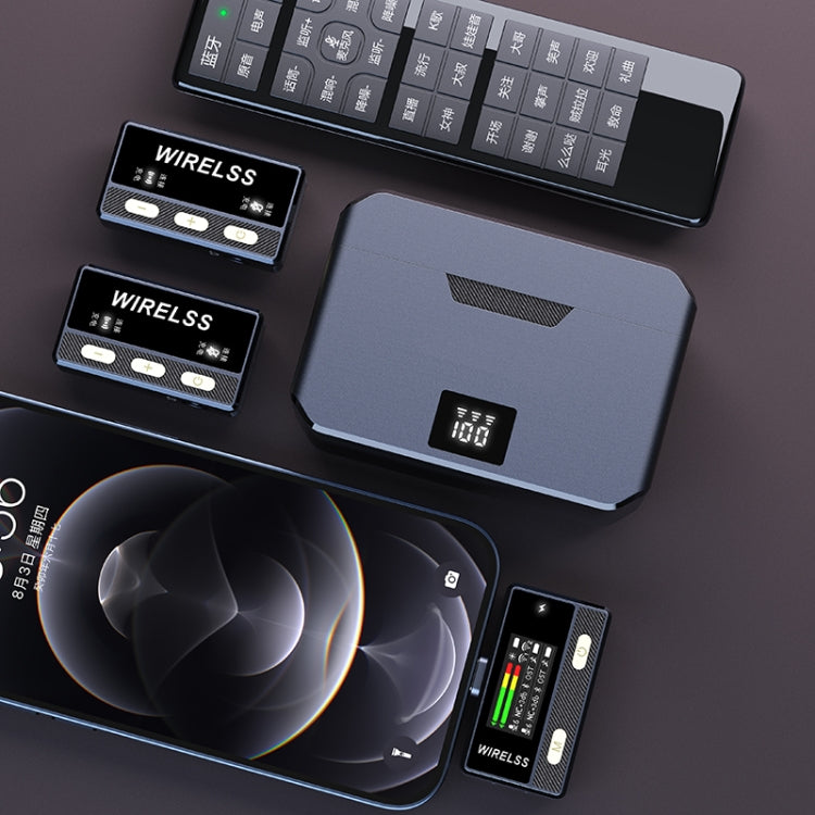 Microfono wireless Lavalier SX66 2 in 1 con scatola di ricarica digitale/telecomando