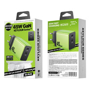 Caricabatterie rapido WK WP-U33 45W USB-C / Type-Cx2 GaN, EU Plug, UK Plug