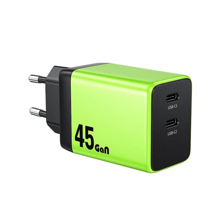 Caricabatterie rapido WK WP-U33 45W USB-C / Type-Cx2 GaN, EU Plug, UK Plug