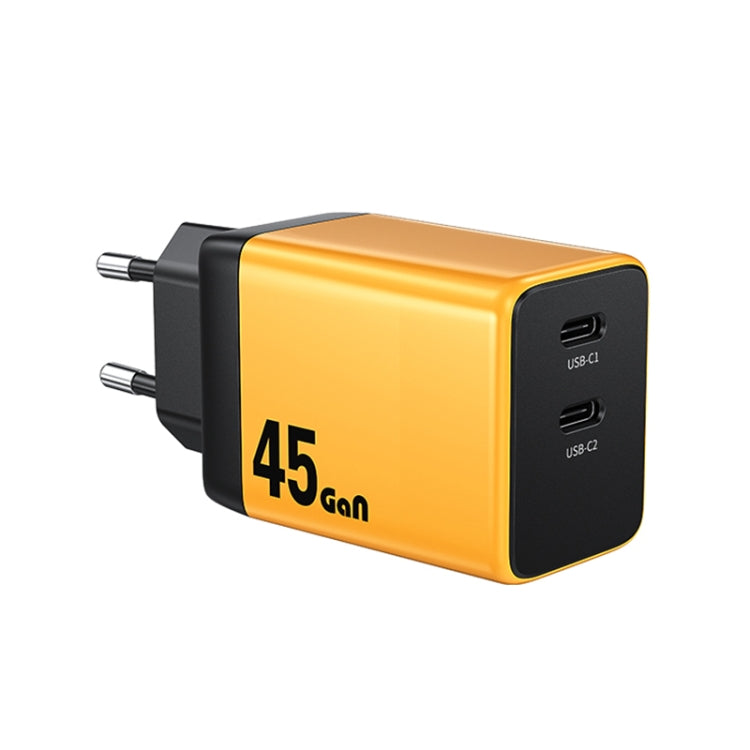 Caricabatterie rapido WK WP-U33 45W USB-C / Type-Cx2 GaN, EU Plug, UK Plug