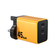Caricabatterie rapido WK WP-U33 45W USB-C / Type-Cx2 GaN, EU Plug, UK Plug