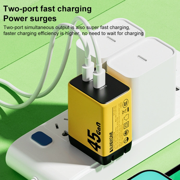 Caricabatterie rapido WK WP-U33 45W USB-C / Type-Cx2 GaN, EU Plug, UK Plug