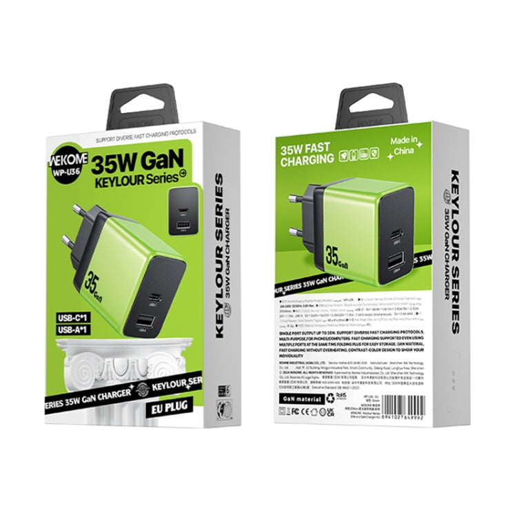 Caricabatterie rapido WK 35W USB-C GaN con EU e UK Plug