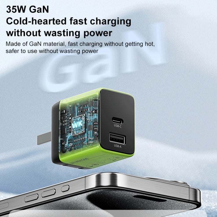 Caricabatterie rapido WK 35W USB-C GaN con EU e UK Plug