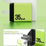 Caricabatterie rapido WK 35W USB-C GaN con EU e UK Plug