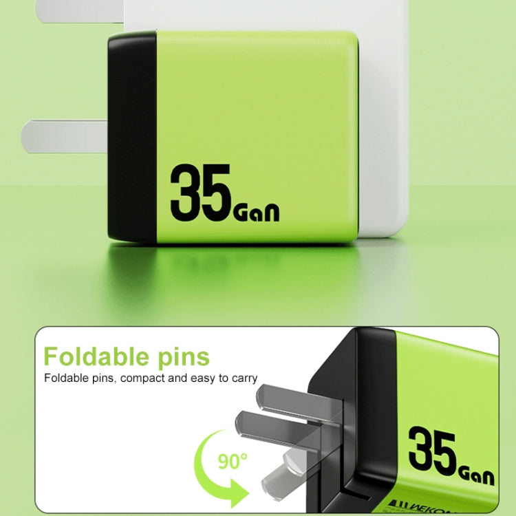 Caricabatterie rapido WK 35W USB-C GaN con EU e UK Plug
