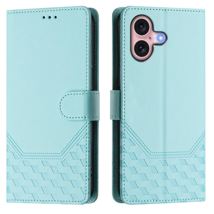 Custodia per telefono in pelle con stampa a nido d'ape e protezione RFID, For iPhone 16, For iPhone 15 Pro Max, For iPhone 15 Pro, For iPhone 15 Plus