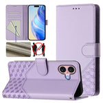 Custodia per telefono in pelle con stampa a nido d'ape e protezione RFID, For iPhone 16, For iPhone 15 Pro Max, For iPhone 15 Pro, For iPhone 15 Plus