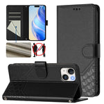 Custodia per telefono in pelle con stampa a nido d'ape e protezione RFID, For iPhone 15, For iPhone 14 Plus, For iPhone 14 / 13, For iPhone 14 Pro