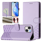 Custodia per telefono in pelle con stampa a nido d'ape e protezione RFID, For iPhone 15, For iPhone 14 Plus, For iPhone 14 / 13, For iPhone 14 Pro