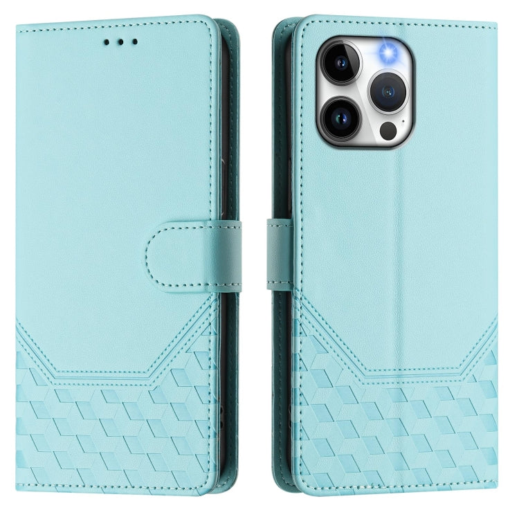 Custodia per telefono in pelle con stampa a nido d'ape e protezione RFID, For iPhone 14 Pro Max, For iPhone SE 2022 / 2020 / 8 / 7, For iPhone 13 Pro Max, For iPhone 13 Pro