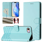Custodia per telefono in pelle con stampa a nido d'ape e protezione RFID, For iPhone 14 Pro Max, For iPhone SE 2022 / 2020 / 8 / 7, For iPhone 13 Pro Max, For iPhone 13 Pro