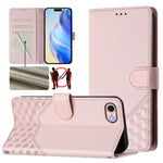 Custodia per telefono in pelle con stampa a nido d'ape e protezione RFID, For iPhone 14 Pro Max, For iPhone SE 2022 / 2020 / 8 / 7, For iPhone 13 Pro Max, For iPhone 13 Pro