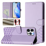 Custodia per telefono in pelle con stampa a nido d'ape e protezione RFID, For iPhone 13 mini, For iPhone 12 / 12 Pro, For iPhone 12 Pro Max, For iPhone 12 mini