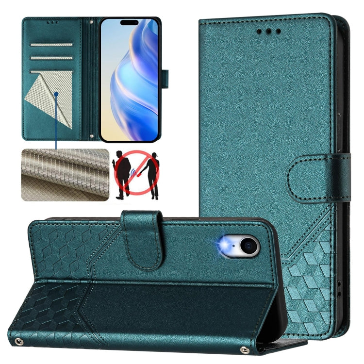 Custodia per telefono in pelle con stampa a nido d'ape e protezione RFID, For iPhone XR, For iPhone XS Max, For iPhone 8 Plus / 7 Plus